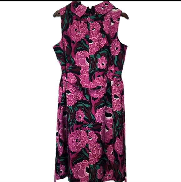 Talbots Women's Plus Dress Sheath Size 16 Pink Navy Lined Cowl Neck Sleeveless - Picture 2 of 11